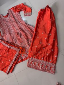 Orange Embroidered Kurta Set