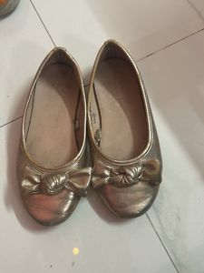 Girls' Gold Ballerina Flats with Bow