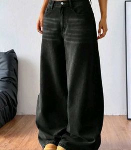 Black Wash Wide Leg Jeans