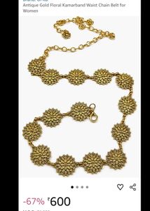 Ornate Golden Ethnic Waist Chain