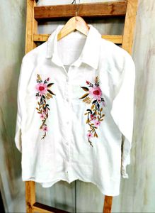 white Embroidery work cotton shirt size-36