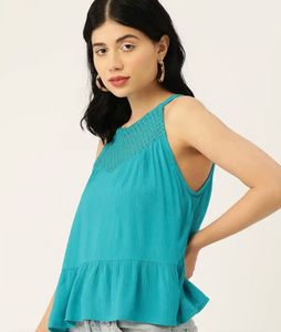 Turquoise blue lace top