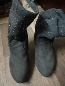 Gray Studded Boots
