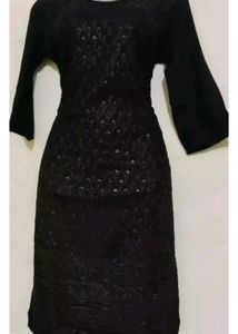 Beautiful Mirror Work Black Kurta