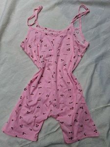 Pink Cherry Print Jumpsuit