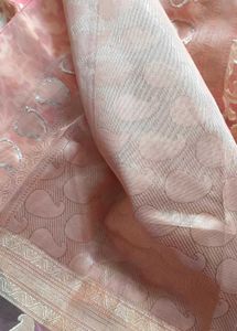Peach Organza Brasso Saree