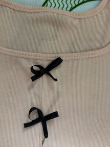 Peach Long Sleeve Top with Bows