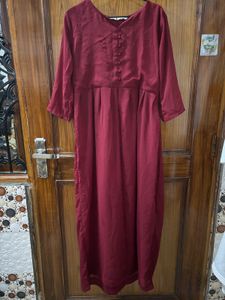 Maroon Anarkali Kurta with White Pants