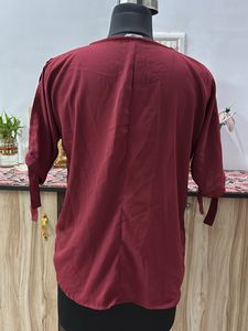 Maroon Tie-Sleeve Top