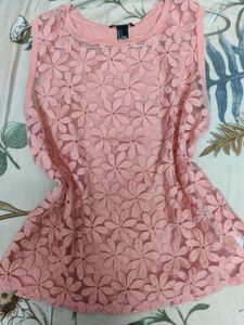 Forever 21 Pink Floral Sheer Tank