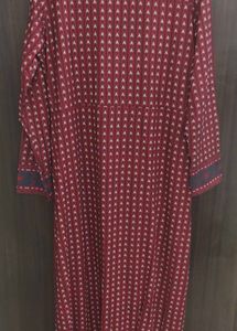 Maroon Printed V-Neck Maxi Dress