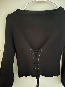 Black Long Sleeve Corset Top