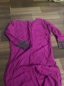 Elegant Pink Kurta with Black Embroidery