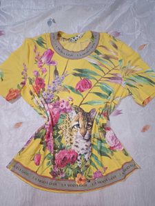 Vibrant Floral & Ocelot Print Top