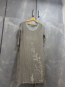 Embellished Grey Kurta with pant