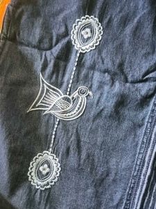 Denim Kurti with Bird Print