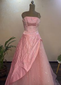 Pink Heavy Embellished Multi Layered Gown