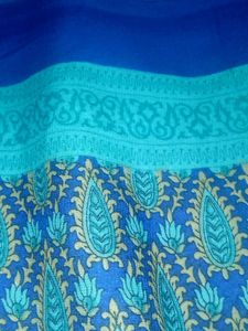 Vibrant Blue Paisley Print Saree