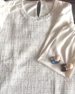 Elegant White Tweed Blouse
