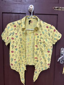 Cute Cactus Print Cropped Shirt for women