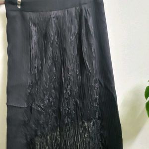 Black Pleated Midi Skirt