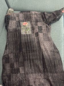 Charcol Gray Floral KPD Pure Crepe With Lining