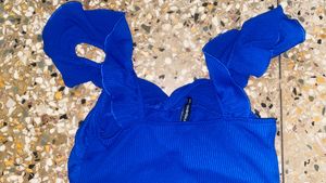 Vibrant Blue Ribbed Crop Top
