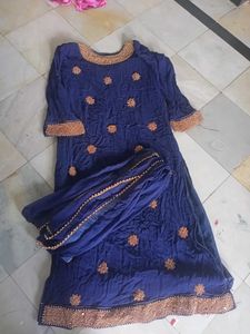 Elegant Navy Blue Kurta Set with Dupatta