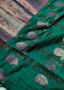 new turquoise green linen Chanderi saree