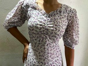 Floral Midi Dress with Puff Sleeves