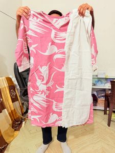 Stylish Pink Kurta Set with White Pants