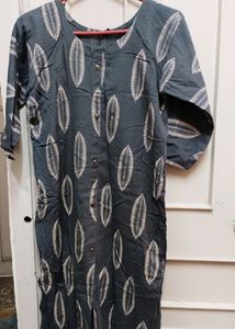 Grey Gold Foil Print Kurta
