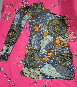 One-Shoulder Print Mini Dress