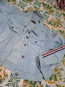 Light Wash Distressed Denim Jacket