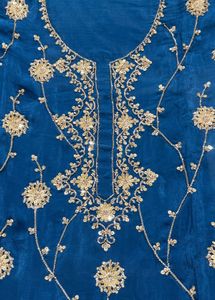 New Elegant Blue Embroidered  handwork Kurta Set