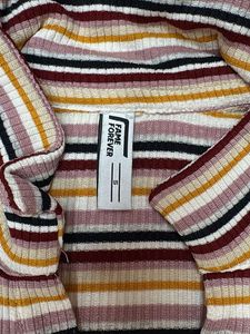 Striped Collared V-Neck Top