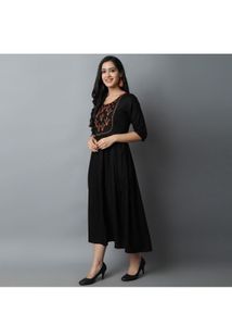 Black Kurta with Orange Embroidery