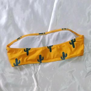 Mustard Cactus Prints Padded Tube Bra
