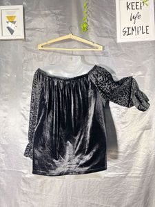 Black Velvet Off-Shoulder Top