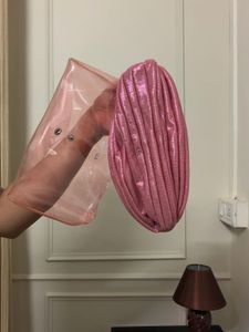 Pink Metallic Pleated Turban