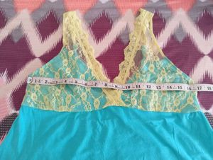 Comfortable Teal Nightgown with Lace