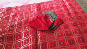 Red Banarasi Saree With Blouse