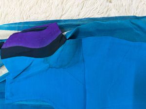 Blue Abstract Print Saree