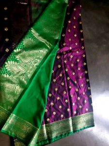 Green &amp; Purple Banarasi Saree