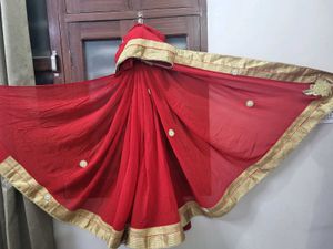 Beautiful Red saree in pure fabric