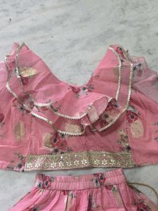 Pink Floral Lehenga Choli Set