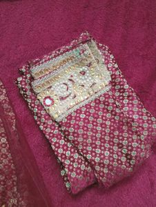 Royal Maroon Khada Dupatta Heavy Pearl &amp; Zari Work