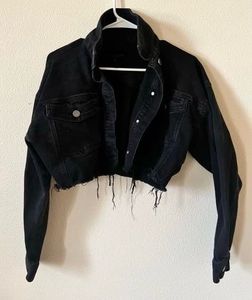 Black Cropped Denim Jacket