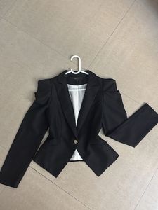 Chic Black Blazer with Puff Sleeves