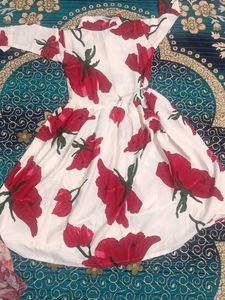 Girls White Floral Print Top